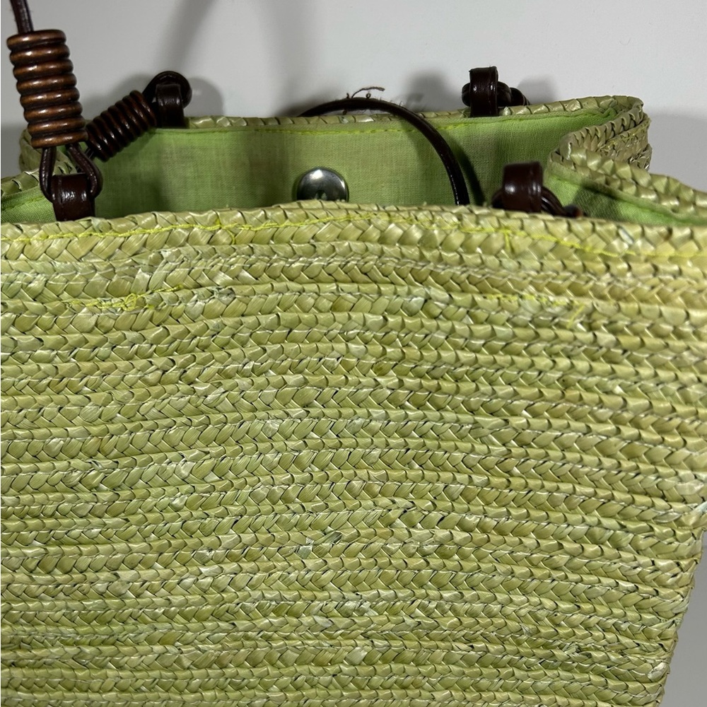 Authentic StJohnsBay Straw lime color purse - Picture 4 of 12